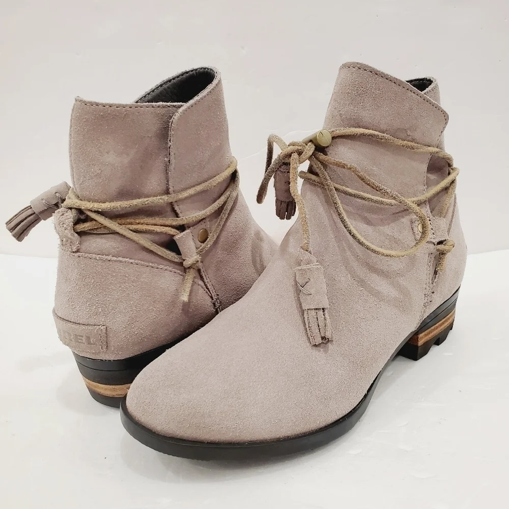 Sorel Farah Gray Suede Ankle Boots